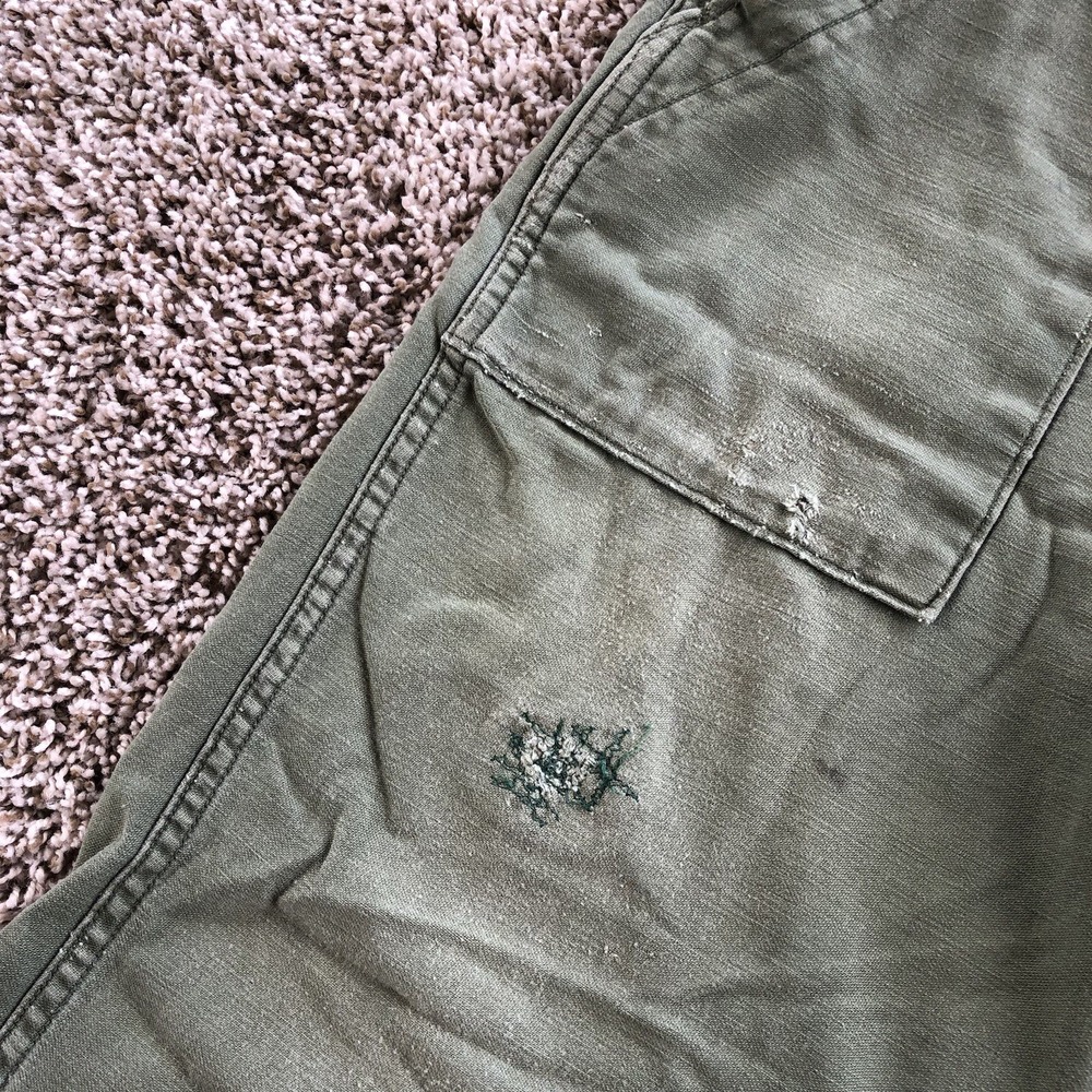 Vintage Military OG-107 Sateen Fatigue Pants Size 28x29 Type 1 Trousers Distress - Picture 10 of 12